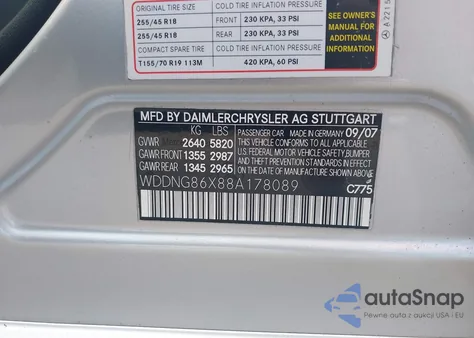 2008 Mercedes-Benz S 550 4Matic z USA, uszkodzony, nr VIN WDDNG86X88A178089